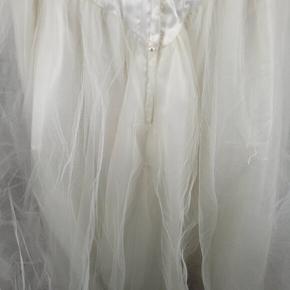 VTG Bonny Ivory Lace Beaded Embroidered Bodice Tulle Skirt Wedding Gown Dress 10 - Picture 12 of 16